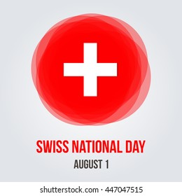 Swiss national day abstract flat design vector greeting card, poster.