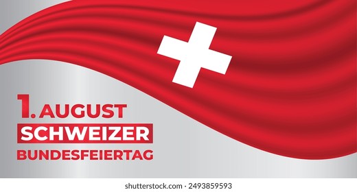 Schweizer Bundesfeiertag 1. August Vektorillustration. Schweiz National Holiday Design Hintergrund für Social Media Post, Banner, Grußkarte, Vorlage.