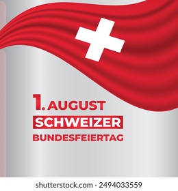 Schweizer Bundesfeiertag, 1. August. Vektorillustration für den Nationalfeiertag der Schweiz. Ideal für Social Media-Beiträge, Banner, Grußkarten und Vorlagen.