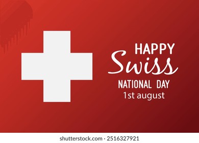 Swiss National Day celebration. Switzerland flag design element. August 1. Important day. Grunge flag and patriotic elements. Creative concept for posters, greetings, banners, backgrounds