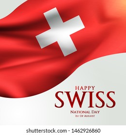 Swiss National Day celebration vector illustration with switzerland flag and patriotic elements. Creative concept for posters, greetings, banners, backgrounds and print.