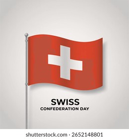Confederação Suíça Bandeira Suíça, ilustração de arte vetorial sobre fundo branco
