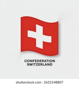 Confederação Suíça Bandeira Suíça, ilustração de arte vetorial sobre fundo branco

