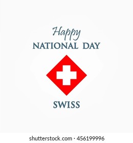 Swiss National Day. Independence day. Vector illustration on white  background