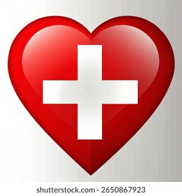 Swiss National Day. love Switzerland symbol, heart shape swiss flag icon, vector EPS 10
