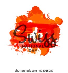 Swiss National Day Poster Or Banner Background.