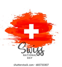 Swiss National Day Poster Or Banner Background.