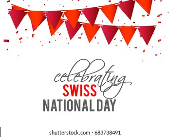 Swiss National Day Poster Or Banner Background.