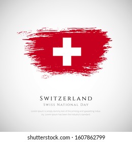 Swiss national day of Switzerland. brush flag of Switzerland vector illustration. abstract concept of national brush flag background. brush stroke background.