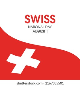 Swiss National Day vector. Abstract waving flag of switzerland icon vector isolated on a white background. Swiss flag design element. August 1. Important day