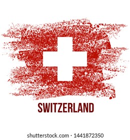 Swiss national day vector background with Flag in grungy style. Switzerland Independence Day celebration template banner