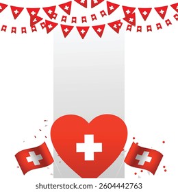 Swiss national day vector cartoon banner