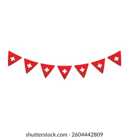 Swiss national day vector cartoon illustration on the white background