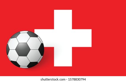 Swiss national flag football icon . Swiss football championship banner. Simple vector Switzerland flag Soccer ball. 