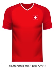 Swiss national soccer team shirt in generic country colors for fan apparel.