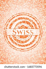 Swiss orange mosaic emblem. Vector Illustration. Detailed.