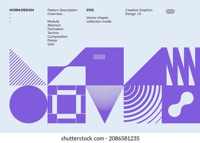 Swiss Poster Design Template Layout With Clean Typography And Minimal Vector Pattern With Colorful Abstract Geometric Shapes. Great For Branding, Presentation, Album Print, Website Header, Web Banner.