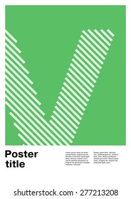 Swiss poster layout with letter V