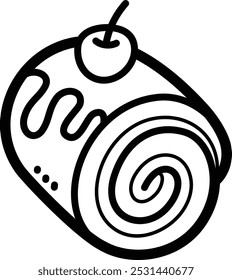 Ícone de vetor de doodle de bolo de rolo suíço e ilustração