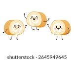 Swiss roll cake on white background. Swiss roll cake character vector.