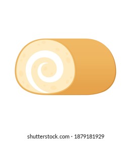 Swiss roll cake on white background. Swiss roll cake vector.