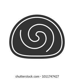 Swiss roll glyph icon. Sponge cake. Jelly roll. Silhouette symbol. Negative space. Vector isolated illustration