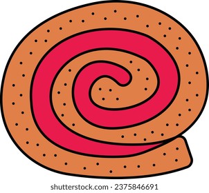 Swiss Roll Side view concept, Jelly roll cake vector icon design, Bakery and Baked Goods symbol, Culinary and Kitchen Education sign, Recipe development stock illustration