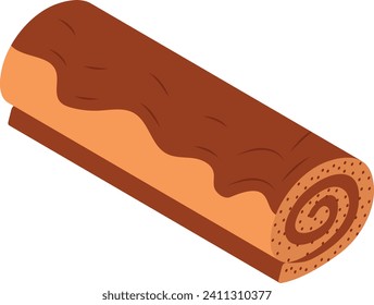 Swiss Roll Side view isometric concept, Jelly roll cake vector icon design, Bakery and Baker symbol food preparation and Kitchen Utensils sign, Recipe development stock illustration