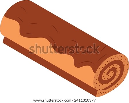 Swiss Roll Side view isometric concept, Jelly roll cake vector icon design, Bakery and Baker symbol food preparation and Kitchen Utensils sign, Recipe development stock illustration