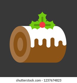 swiss roll sponge cake christmas theme decorated with mistletoe