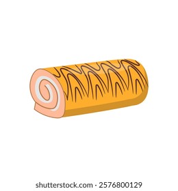 Swiss Roll, Sweets Vector Illustration Isolated