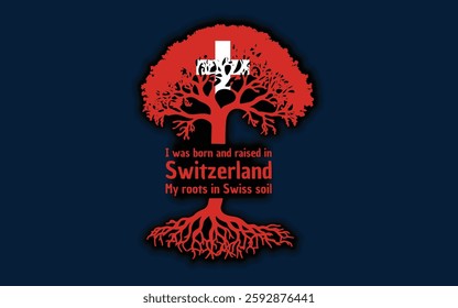 Swiss roots and symbolism: a tree with the Swiss flag, embodying national pride and love for nature