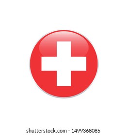 Swiss  round flag . closy flag of Swiss  - vector button. 