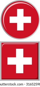 Swiss round and square icon flag. Vector illustration Eps 8.