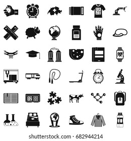 Swiss science icons set. Simple style of 36 swiss science vector icons for web isolated on white background