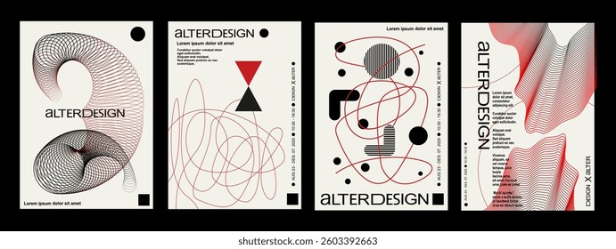 Swiss Style. Artworks, posters inspired postmodern of vector abstract dynamic symbols with bold geometric shapes, useful for web background, art design, magazine front page, cover artwork.