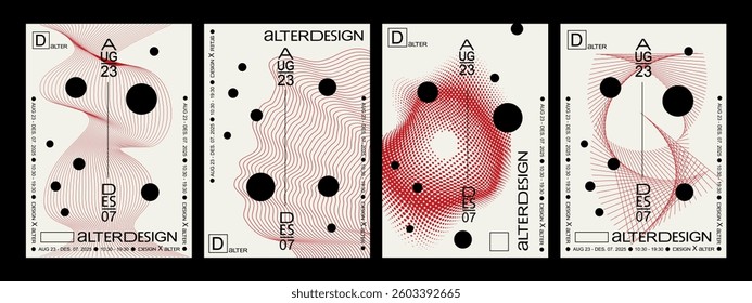 Swiss Style. Artworks, posters inspired postmodern of vector abstract dynamic symbols with bold geometric shapes, useful for web background, art design, magazine front page, cover artwork.
