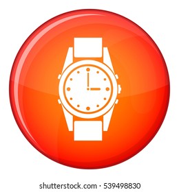 Swiss watch icon in red circle isolated on white background vector illustration
