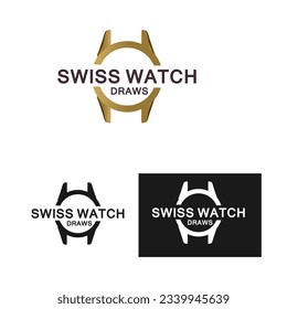 swiss watch logo template. Watches frame logo. vector logo