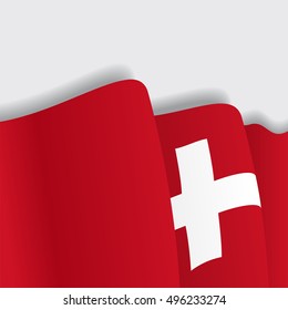 Swiss waving Flag. Vector illustration.