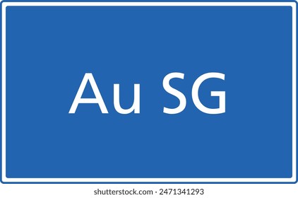 Swiss zip code postal code sign for 9434 Au SG St. Gallen Switzerland