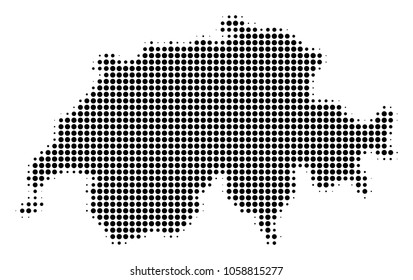 Swissland Map halftone vector icon. Illustration style is dotted iconic Swissland Map symbol on a white background. Halftone pattern is round blots.