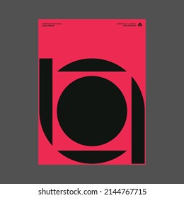 Swiss-style inspired poster design graphics layout made with Helvetica typography and minimalist geometric forms and abstract vector shapes. 