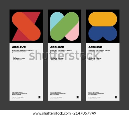 Swiss-style inspired poster design graphics layout made with Helvetica typography and minimalist geometric forms and abstract vector shapes. 