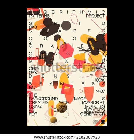 Swiss-style inspired poster design graphics layout made with Helvetica typography and minimalist geometric forms and abstract vector shapes. 