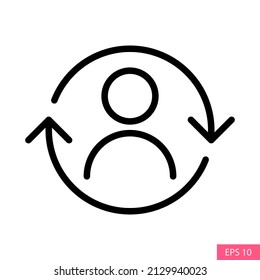 Switch-Konto oder Switch-Benutzer-Vektorsymbol im Linienstil für Website-Design, App, Benutzeroberfläche, einzeln auf weißem Hintergrund. Bearbeitbarer Strich. EPS10 Vektorgrafik.
