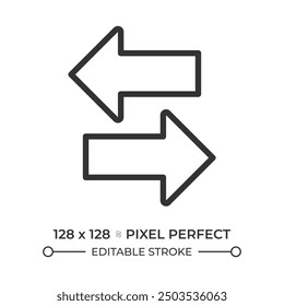 Switch arrow linear icon. Symbol of interaction, exchange. Double arrow. Opposite direction. Swap sign. Thin line illustration. Contour symbol. Vector outline drawing. Editable stroke