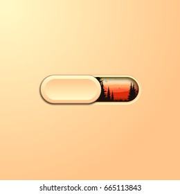 Switch button 3D. With creative design. With the landscape of the forest. Vector picture.