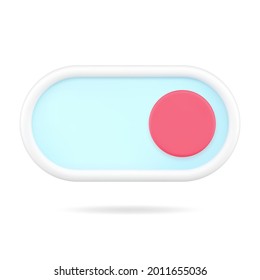 Switch button 3d icon. Red knob for switching and adjusting electronic device. Touch slider for digital user interface. Active panel of mobile application for user. Realistic isolated vector