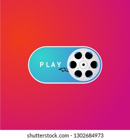 Switch button with cinema film. On demand video concept. Movie festival poster.